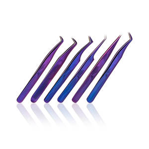 Pince à cils SHAHZIK Nano Grip MEGA en acier inoxydable, courbe en J 45° et 90°, outil de précision pour extensions de cils, certifié CE - Product Image 1