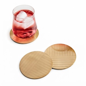 Wholesale Custom Logo Elegant Gold Metal Coasters Set Modern Geometric Metal Drink Mats Round Gold <b>Table</b> <b>Protectors</b> For Coffee - Product Image 1