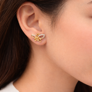 Elegantes Pendientes de Diamantes con Diseño de Mariposa en Oro Puro de 14K, Diamantes Cultivados en Laboratorio, Regalo de San Valentín para Ella, para Fiestas, 2026 - Product Image 2