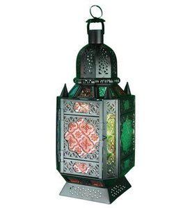 Lanterne en fer artisanale avec panneaux de verre colorés pour la décoration de la maison - Product Image 6