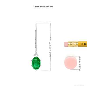 ต่างหูทรงหยดน้ำมรกตทรงรีในทองคำขาว 14K ต่างหูห้อยประดับพลอยสีเขียวสไตล์มินิมอล ของขวัญเครื่องประดับสุดคลาสสิกสำหรับเธอ - Product Image 2