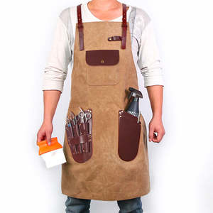Delantales de Barbero Estilo Babero de Cuero Verde, Correas de Cuero PU Personalizadas, Delantales Multiusos Unisex para Cocina, Bar, Restaurantes, Delantales de Trabajo - Product Image 5