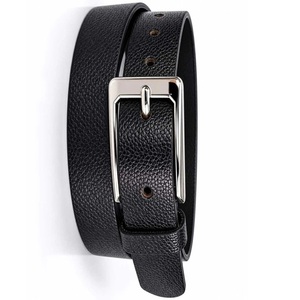Cinturón Casual de Cuero Texturizado Negro para Hombre con Hebilla de Latón Niquelado Elegante, Apto para Uso Casual o de Fiesta - Product Image 1