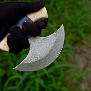 Handmade Stainless Steel Razor <b>Sharp</b> Ulu Chef <b>Knife</b> with Camel Bone & Resin Handle OEM OEM Customizable Factory Direct Supplier - Product Image 6