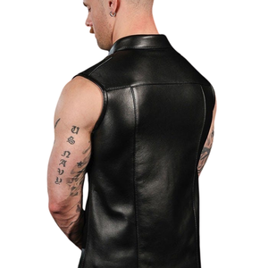 Camisa Clásica de Piel de Cordero para Hombre, Diseño Formal Negro Elegante, Sin Mangas, Anti-UV y Transpirable para un Estilo Audaz - Product Image 3