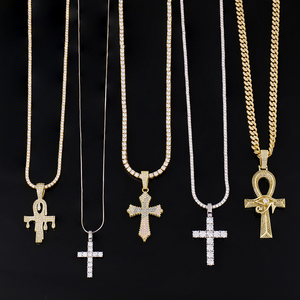 Colgante de Cruz de Aleación de Zinc Chapado en Oro Sólido de 14K, Estilo Hip Hop, Joyería Unisex, Cristal Cultivado en Laboratorio, Certificado IGI - Product Image 5