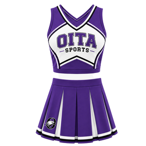 Ensemble d'uniforme de cheerleading violet : Crop top et jupe plissée pour compétition de danse d'équipe, tenue de performance sportive - Product Image 1