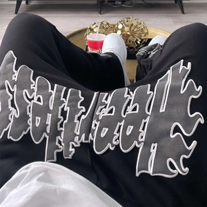 Pantalon de survêtement évasé pour homme, coupe ample, délavé soleil, en coton molletonné épais, écologique et respirant - Product Image 4