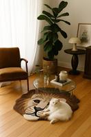 Tapis en laine et soie fait main, motif visage de lion moderne, taille et forme sur mesure, tapis de sol luxueux et doux, haute qualité, fait main.