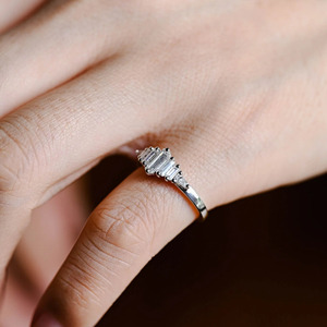 14K Yellow Gold Baguette Cut Lab Grown Diamond Cluster Wedding Band Ring - Product Image 2