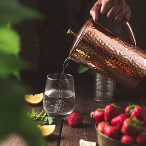 Copper jug set for luxury hospitality room service <b>water</b> metal set with <b>glasses</b> durable reusable kitchen dining drinkware - Product Image 1