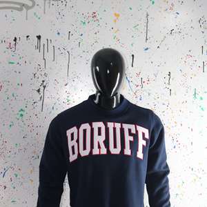 Sudadera BORUFF NAVY con cuello alto, 100% BLANCA, con apliques bordados, cuello ancho, URBAN PRODUCTIONS - Product Image 4