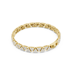 Bracelet tennis en or jaune 14 carats avec maillons en V et diamants - Product Image 2