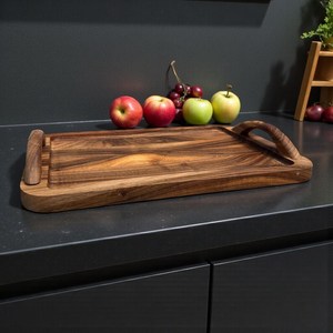 Bandeja Decorativa para el Hogar, Plato de Madera Multiusos, Bandeja de Servicio para Hotel, Bandeja de Servicio para Restaurante, Bandeja Otomana de Madera - Product Image 2