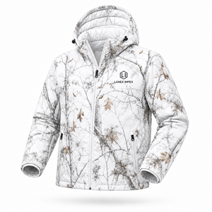 <b>Men's</b> White Camouflage Hooded Puffer <b>Jacket</b> <b>Waterproof</b> Windproof Thermal Insulated <b>Winter</b> Hunting Hiking Outdoor Full ODM Front - Product Image 2