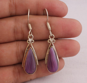 Wholesale Natural Charoite <b>Earrings</b> 925 Sterling <b>Silver</b> Vintage Style Jewelry Supplier Luxury Purple Gemstone <b>Drop</b> <b>Earrings</b> - Product Image 3