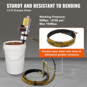 Pompa per Grasso ad Aria Compressa con Rapporto di Pressione 50:1, Tubo in Acciaio ad Alta Pressione da 13 Piedi, Pistola per Grasso Pneumatica - Product Image 4