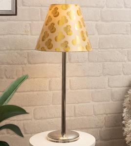 Modern Stainless Steel Table Lamp with Beige Fabric Empire Shade 2700K Warm White Light for Bedroom Decorative Lighting - Product Image 1