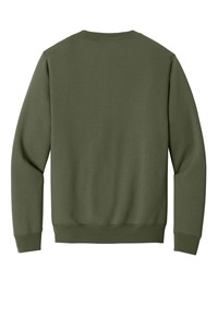 Sweat-shirt à col rond uni vert olive, avec poche kangourou, pull-over en coton vierge - Product Image 5