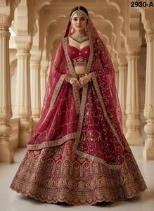 Red Embroidered <b>Lehenga</b> Choli with Dupatta Formal Bridal Indian Pakistani Wedding Outfit for <b>Women</b> - Product Image 4