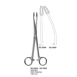 Pinces à éponges Gross avec cliquet 180 mm en acier inoxydable, instrument chirurgical pour usage médical - Product Image 3