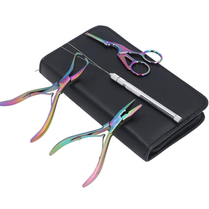 Kit de herramientas ecológicas de acero inoxidable Rainbow para extensiones de cabello: Alicates profesionales de mandíbula plana, peine de cola de rata y herramienta de seccionamiento - Product Image 1