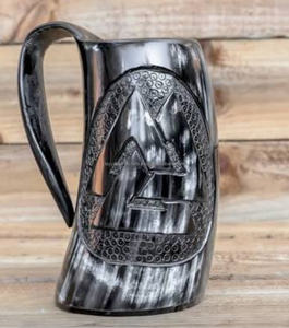 Cuerno de búfalo natural tallado para cerveza, taza vikinga, cuerno para beber, estilo náutico - Product Image 2