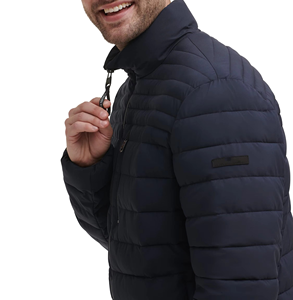 Customized High Quality Men's Coated Stand Canvas Puffer <b>Jacket</b> Winter <b>Waterproof</b> Windproof Hooded Front Bubble <b>Padded</b> Nylon - Product Image 6