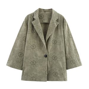 Summer Women Laser-Cut Suit <b>Set</b> Custom OEM Breathable <b>Office</b> Resort Wear Boutique Bulk Embroidered Blazer & Straight 2026 - Product Image 3