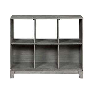 Gray Finish 6 Shelf <b>Wooden</b> <b>Bookcase</b> Furniture 1pc Unit - Product Image 1