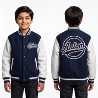 Veste de baseball personnalisée verte avec broderie de logo, vente en gros OEM ODM, veste de sport pour enfants et jeunes