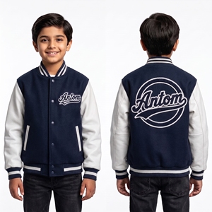 Chaqueta Varsity Personalizada, Chaqueta Letterman Verde con Bordado de Logotipo, Chaqueta Deportiva de Béisbol al por Mayor OEM ODM para Niños y Jóvenes - Product Image 4