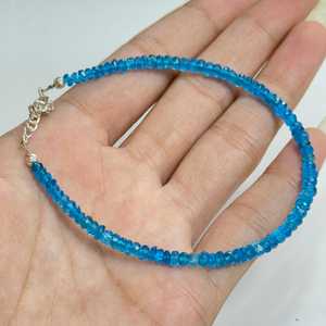 Perles de pierres précieuses en apatite néon naturelle facettées, rondelles, 3 à 4 mm, pour la fabrication de bracelets faits main, minimalistes, pour femmes. - Product Image 3