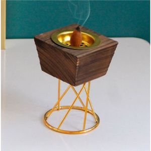 Luxury Wooden <b>Incense</b> <b>Burner</b> Metal Base Bakhoor <b>Burner</b> Arabian Mubkhar Wood <b>Cone</b> <b>Incense</b> Holder Stand Home Decor Aromatherapy - Product Image 1