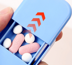 Compact <b>Pill</b> Storage <b>Case</b> With Cutter Blue Gray Mint Pink Plastic Portable Medication Organizer <b>For</b> Daily Use - Product Image 3