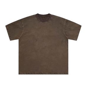 เสื้อยืดคอตตอนสีน้ำตาลฟอกยีนส์ทรงบ็อกซี่พิมพ์ลายดาว สไตล์วินเทจขาดๆ แบบดิสเทรส สำหรับผู้ชาย ผลิตคุณภาพสูง - Product Image 1