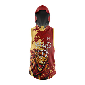 Chaleco Deportivo Personalizado sin Mangas con Capucha, Impresión Sublimada, Poliéster que Absorbe la Humedad, Unisex, Diseño Degradado - Product Image 2