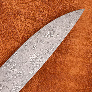 Couteau de Chef en Acier Damas, Lame Pleine Longueur, Manche en Bois, Professionnel, Forgé à la Main, Écologique, Compatible Lave-Vaisselle - Product Image 5