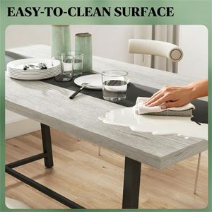 Tavolo da Pranzo Rettangolare Grigio per Soggiorno e Ufficio - Product Image 3