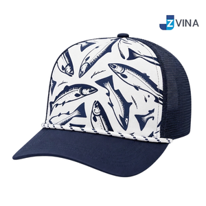 Casquette de baseball ajustable avec logo personnalisé, motif poisson brodé, dos en maille, idéale pour la pêche et les activités de plein air - Product Image 2