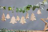 Ensemble de décorations de Noël en bois, finition naturelle, pour table, fête de fin d'année, écologique, durable