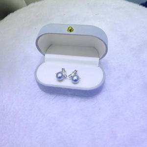 Zhuji Genuine Linen Pure Silver V-Shaped <b>Pearl</b> <b>Earrings</b> Versatile 8-9mm Seawater <b>Earrings</b> for Women - Product Image 1