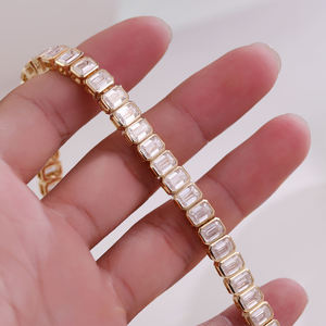 RAMDUT IMPEX Moissanite Emerald-Cut Tennis Bracelet Silver Plated Trendy Unisex Engagement & Wedding <b>Gift</b> GRA Certified - Product Image 3