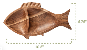 Acacia Wood Fish Shaped Serving Bowl with Compartments Handcrafted Divided Wooden <b>Platter</b> for Snacks Desserts Serving - Product Image 2
