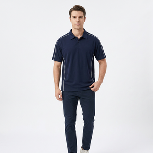 Polo de Manga Corta Azul Marino para Hombre, 100% Poliéster, Secado Rápido, Corte Regular Informal, Color Sólido, Tejido de Punto, Ecológico - Product Image 2