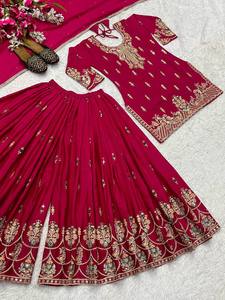 Women's Red Embroidered Traditional Indian Pakistani <b>Dress</b> With <b>Silver</b> Work Loose Fit Floor-Length Wedding Wear - Product Image 6