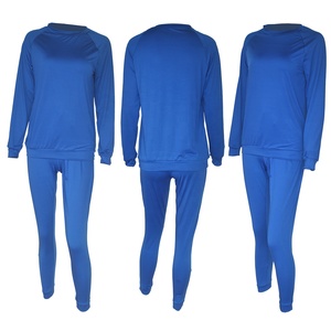 เสื้อสเวตเตอร์ผู้หญิง,เสื้อคอกลมสีพื้นพร้อมกางเกงวิ่งเสื้อผ้าสำหรับฤดูใบไม้ร่วง - Product Image 5