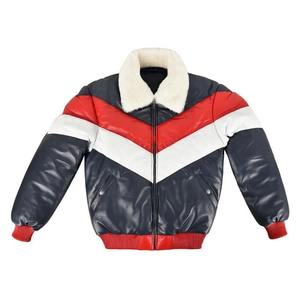 Men's Color Blocking <b>Leather</b> Sherpa <b>Jacket</b> With Faux Fur Collar Windproof <b>Winter</b> Moto Style Sherpa <b>Jacket</b> for Men's 2026 - Product Image 6