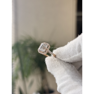 Exclusive Emerald Cut Lab Created Diamond Halo Vintage <b>Ring</b> 1.90 Carat EF VVS VS Solid Gold <b>Fine</b> Jewelry Romantic Gift - Product Image 2