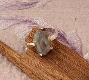 Bague de luxe en argent 925 de haute qualité avec pierre naturelle Aquamarine bleu clair, élégante et spectaculaire - Product Image 4
